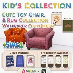 Kid's Set:Toddler Cute Toy Armchair&Kid's Art Set&Rug&Wallpaper project image
