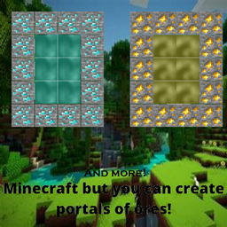 Dimensions and portals made of ores! logo