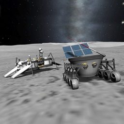 Realistic Lunokhod Rover and Proton rocket logo
