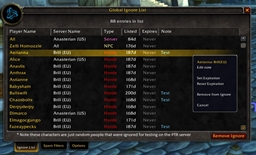 Global Ignore List and Chat Spam Filter