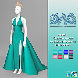 Asava's - Custom Green Duchess Silk Halter Neck Gown logo