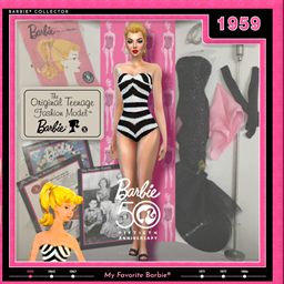 Iconic 1959 Vintage Barbie Doll's Swimsuit logo