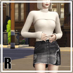 Zarina Knit Sweater & Rhea Denim Skirt Set - Autumn City