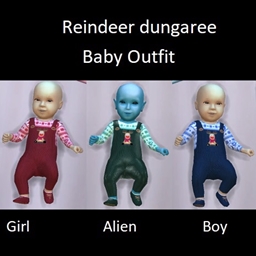 Reindeer dungarees baby outfit
