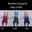 Reindeer dungarees baby outfit logo