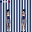 Striped Set blue and white kids logo