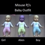 Mouse Pj's baby outfit logo