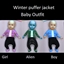 Winter puffer jacket baby outfit logo
