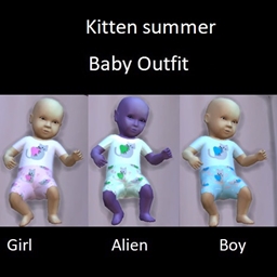Kitten summer baby outfit