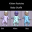 Kitten Footsie baby outfit logo