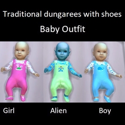 Traditional dungarees with shoes baby outfit