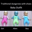 Traditional dungarees with shoes baby outfit logo