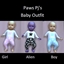 Paws Pj's baby outfit logo