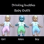 Drinking buddies baby outfit logo
