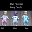 Owl footsies baby outfit logo