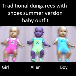 Traditional dungarees with shoes summer version baby outfit