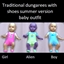 Traditional dungarees with shoes summer version baby outfit logo
