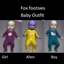 Fox footsies baby outfit logo