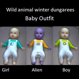 Wild animal winter dungarees baby outfit