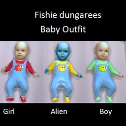 Fishie dungarees baby outfit