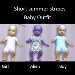 Short summer stripes baby outfit