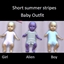 Short summer stripes baby outfit logo