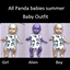 All panda babies summer baby outfit logo