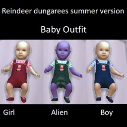 Reindeer dungarees summer version baby outfit