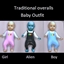 Traditional overalls baby outfit logo