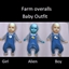 Farm overalls baby outfit logo