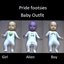 Pride footsies baby outfit logo