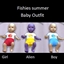 Fishies summer baby outfit logo
