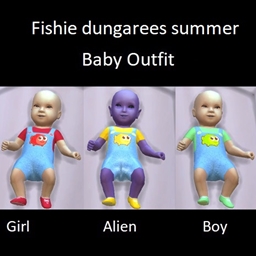 Fishie dungarees summer baby outfit