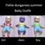 Fishie dungarees summer baby outfit logo