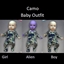 Camo baby outfit logo