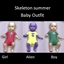 Skeleton summer baby outfit logo