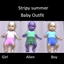 Stripy summer baby outfit logo