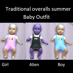 Traditional overalls summer baby outfit