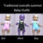 Traditional overalls summer baby outfit logo