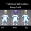 Traditional bat footsies baby outfit logo