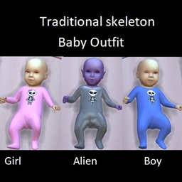 Traditional skeleton baby outfit