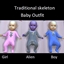 Traditional skeleton baby outfit logo