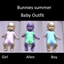 Bunnies summer baby outfit logo