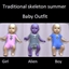 Traditional skeleton summer baby outfit logo