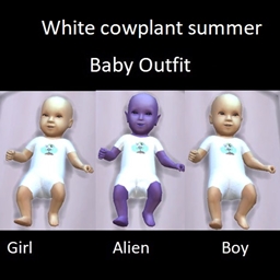 White cowplant summer baby outfit