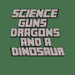 Science Guns Dragons and a dinosur logo
