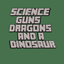 Science Guns Dragons and a dinosur logo