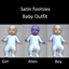 Satin Footsies baby outfit logo