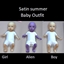 Satin summer baby outfit logo