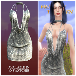 Sequin Cowl Mesh Dress